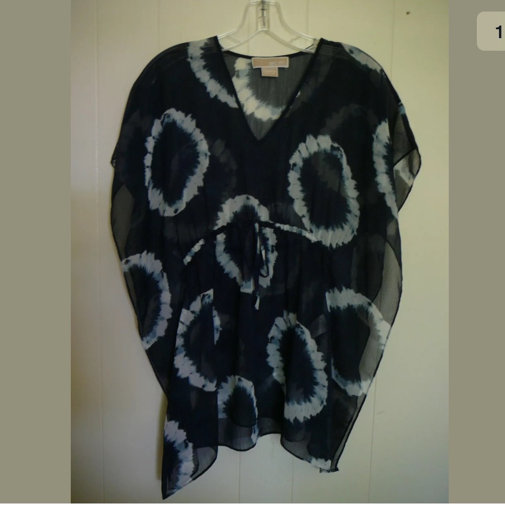 MICHAEL Michael Kors semi sheer Tunic Navy/ White